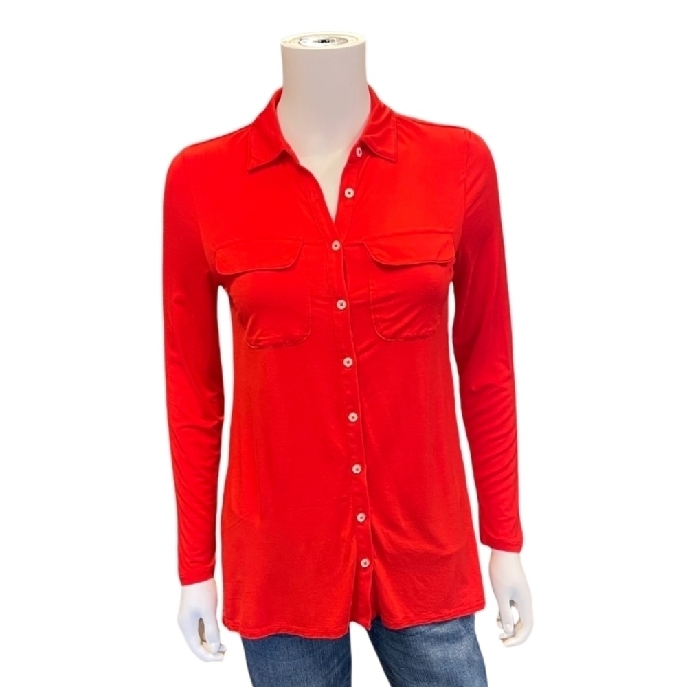 Lands End red button down tunic. Size 1X. EUC
